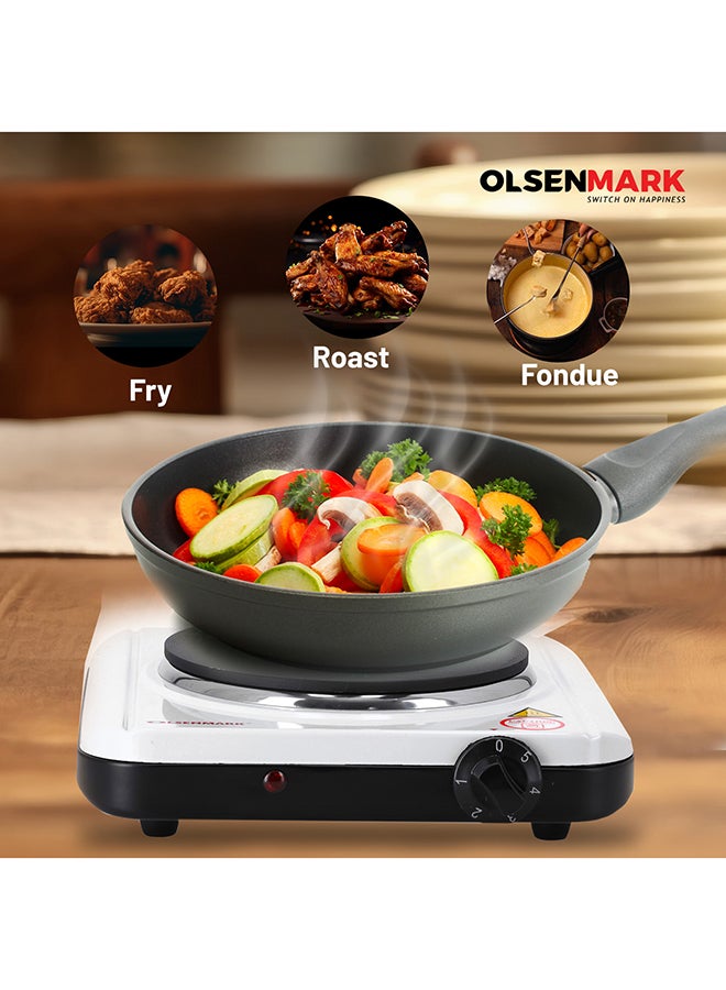 Olsenmark Single Burner Electric Hot Plate with Overheat protection, Indicator Light and Auto-Thermostat Control 1500 W OMHP2095 White/Black - Image 2