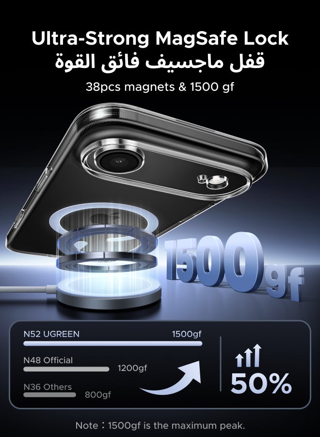 يو جرين جراب ايفون آير Magsafe مغناطيسي قوي مع زر مصراع مطور ومؤخر للاصفرار كفر ايفون آير حماية عسكرية مقاومة للخدش جراب الهاتف 17 آير مغناطيسي متوافق مع ملحق ماجسيف - Image 2