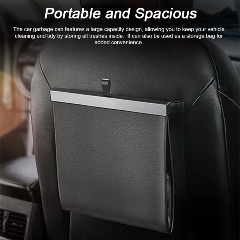 Leather Car Garbage Can Foldable Rear Seat Trashes Can Large Capacity Storage Organizer Waterproof for Car Vehicle Truck SUV - Image 5