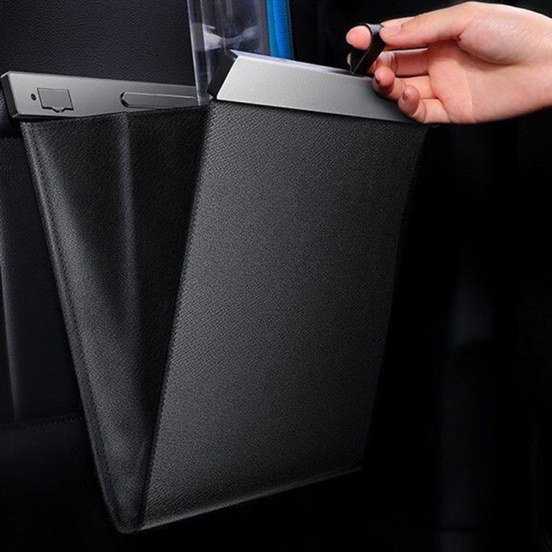 Leather Car Garbage Can Foldable Rear Seat Trashes Can Large Capacity Storage Organizer Waterproof for Car Vehicle Truck SUV - Image 2