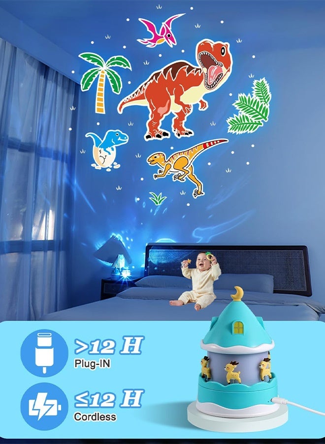 جهاز عرض ضوء ليلي للأطفال، 12 موسيقى و12 فيلمًا ضوئيًا مع مؤقت وجهاز تحكم عن بعد كهدية للأطفال، مصباح ليلي قابل لإعادة الشحن عبر USB، يدور 360 درجة، ضوء نوم للأطفال والبالغين - Image 3