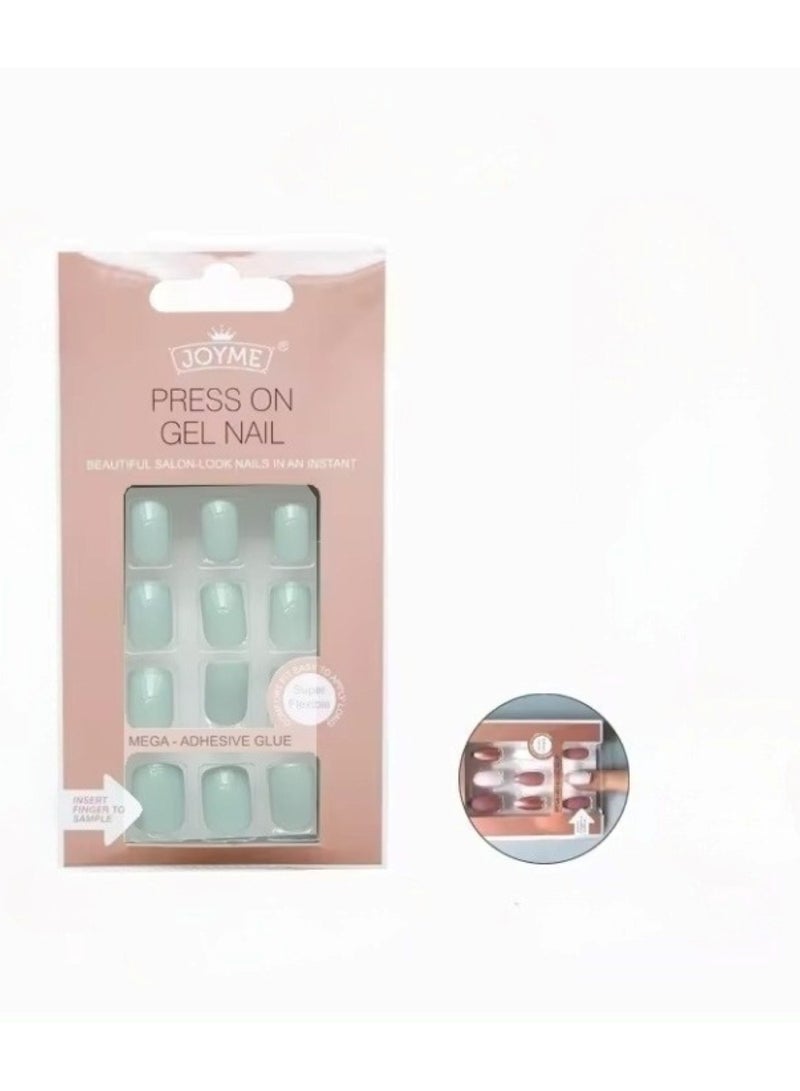 JOYME 24-Piece Pack Press On Full Cover Nails Glue Free Convenience Sky Blue - Image 1