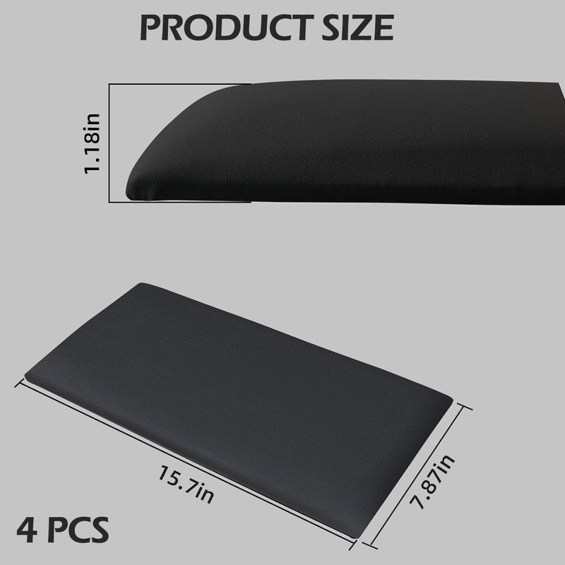 Elvone Upholstered Headboard Panels, 4 Panels Sized 7.8" x 15.7" Peel and Stick Padded Wall Panels for Kids, 3D Anti-Collision Wall Mounted Bed headboard for Full, Black - Image 2