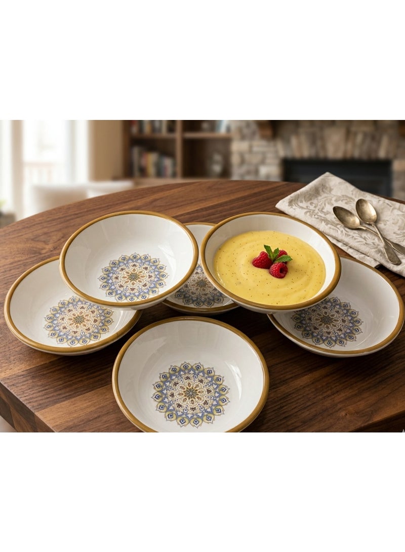 6-Piece Melamine Custard Bowl Set, Decorative Pattern - Image 1
