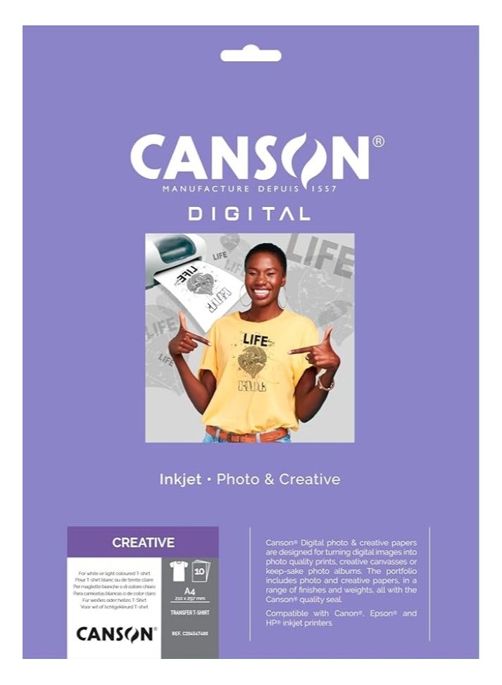 كانسون تي شيرت رقمي إبداعي مقاس A4 10 ورقات - Image 1