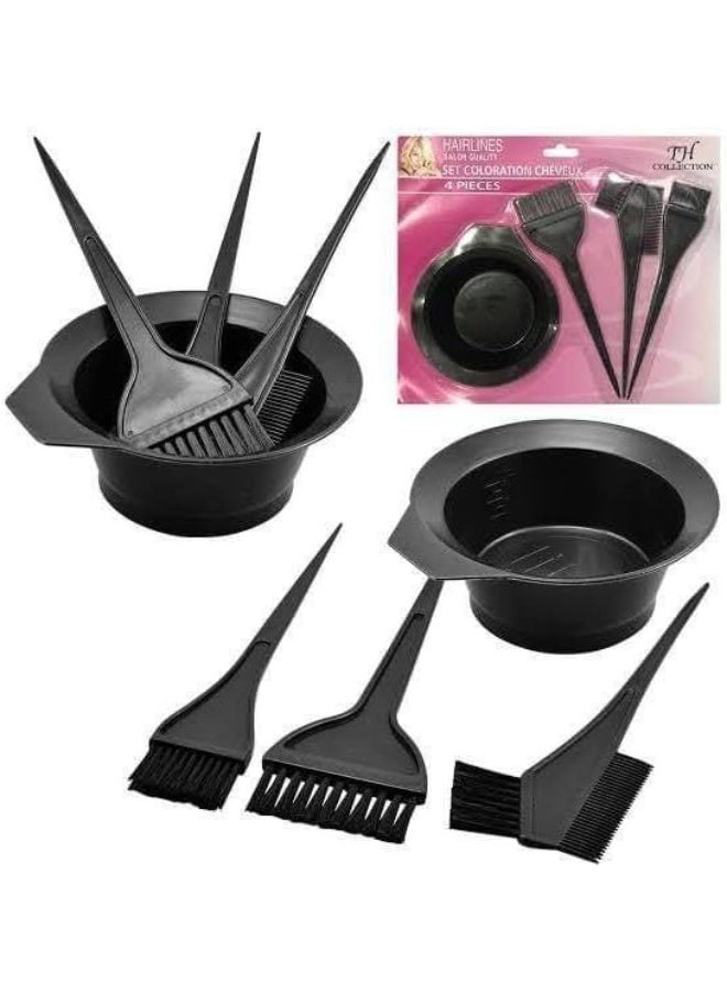 💯💯 🎨مجموعة من 4 قطع لصبغ الشعر مع فرشاة ووعاء لخلط اللون أسود - Image 1