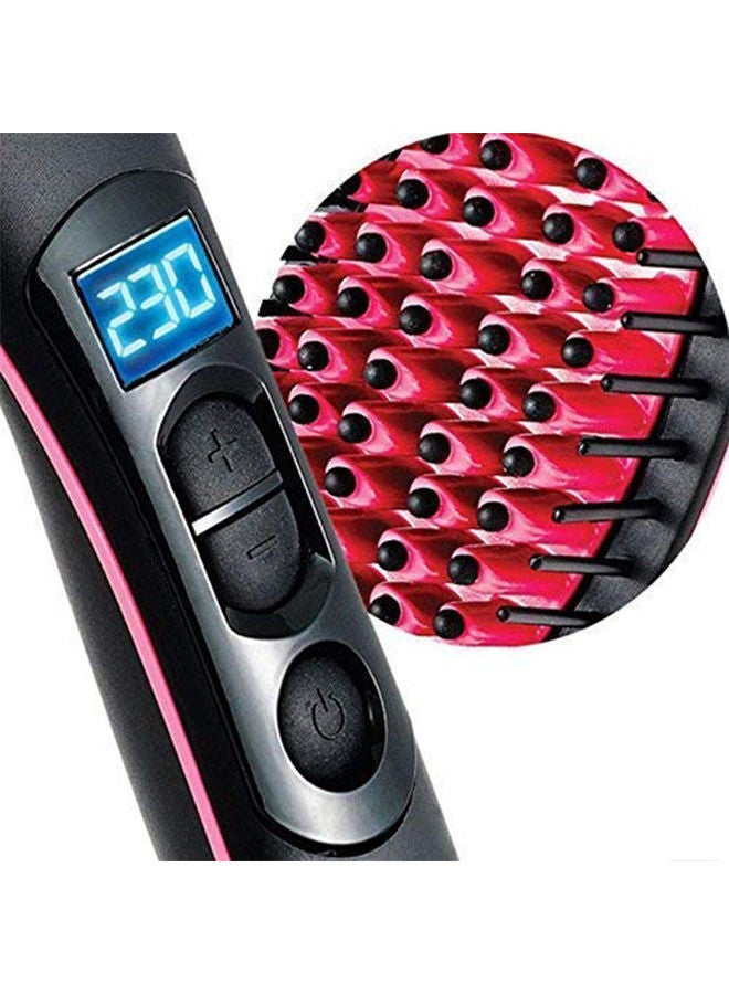 NIBEMINENT 3-In-1 Professional Hair Straightener Brush With Temperature Control LCD Screen Black/Pink - Image 3