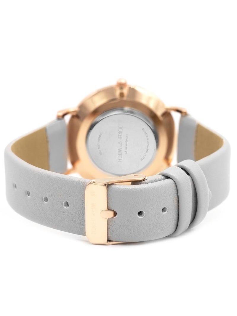 Joker & Witch Women Analogue Grey Band Hannah 36mm Strap Width: 20mm White Dial 18mm Grey Faux Leather Strap Watch - Image 5