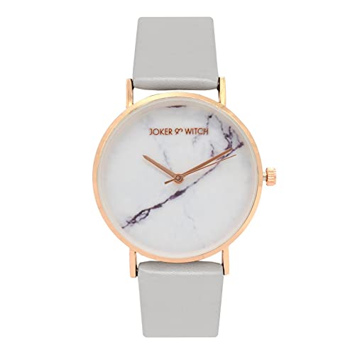 Joker & Witch Women Analogue Grey Band Hannah 36mm Strap Width: 20mm White Dial 18mm Grey Faux Leather Strap Watch - Image 1