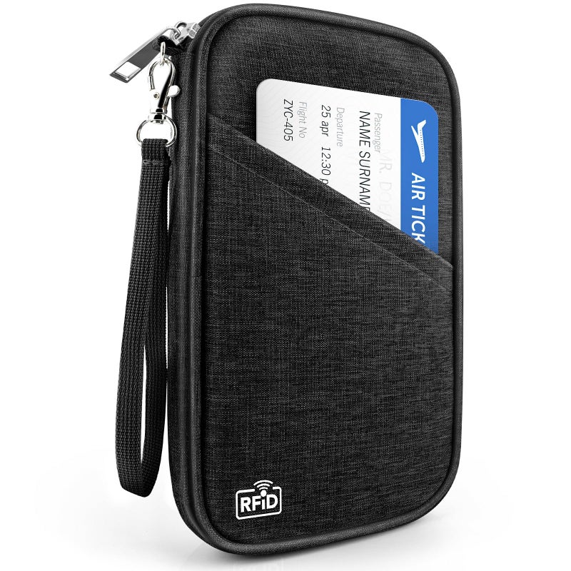 HOHOM Passport Holder Family RFID Travel Document Organizer for Women Waterproof Passport Wallet Men Portable Case for Cards, Boarding Pass, ID, Money, Tickets with Zipper - Image 1