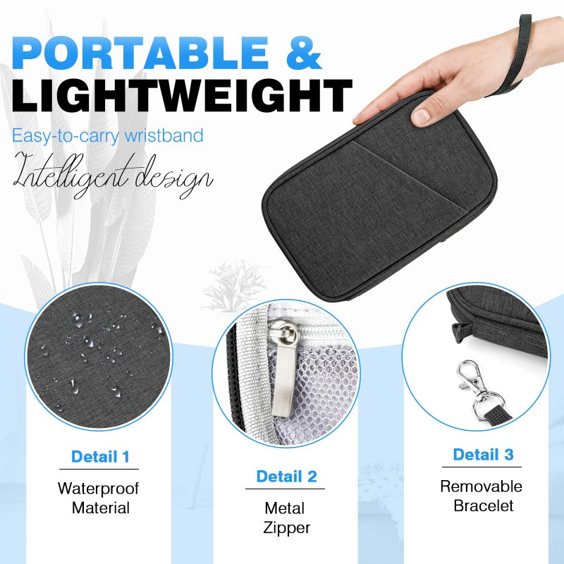 HOHOM Passport Holder Family RFID Travel Document Organizer for Women Waterproof Passport Wallet Men Portable Case for Cards, Boarding Pass, ID, Money, Tickets with Zipper - Image 4