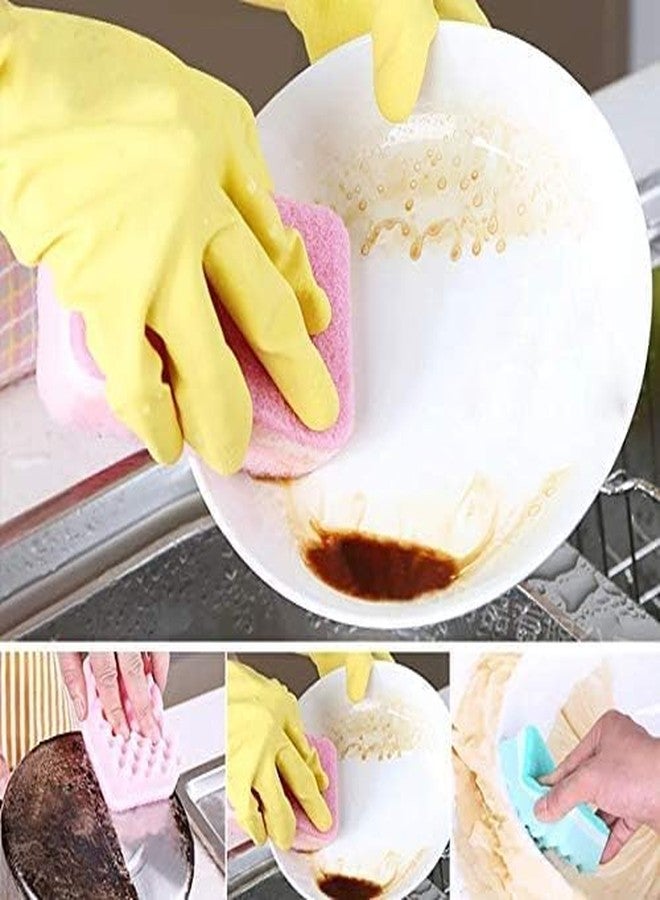 RRJ Multi Use Cleaning Sponges | Non Scratch Sponge | Dish Cleaning Scrubbing | for Kitchen/Bathroom/Car | Household Cleaning Supplies | Utensil Washing Cloth Pad (Pack of 3 PCs,Multicolor) - Image 4