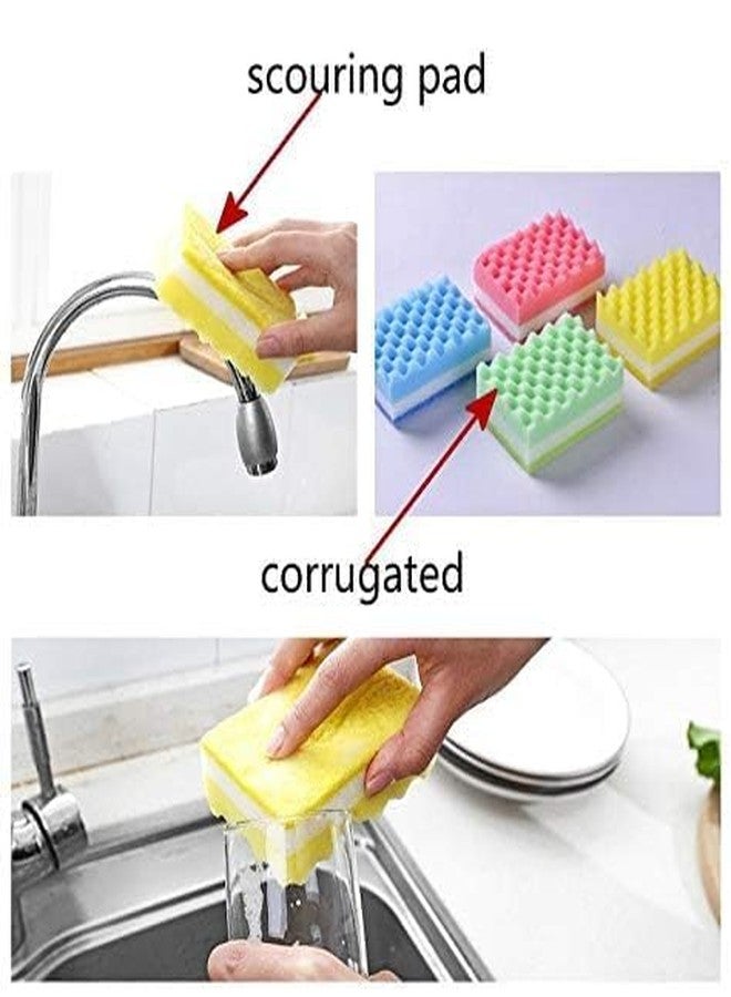 RRJ Multi Use Cleaning Sponges | Non Scratch Sponge | Dish Cleaning Scrubbing | for Kitchen/Bathroom/Car | Household Cleaning Supplies | Utensil Washing Cloth Pad (Pack of 3 PCs,Multicolor) - Image 3
