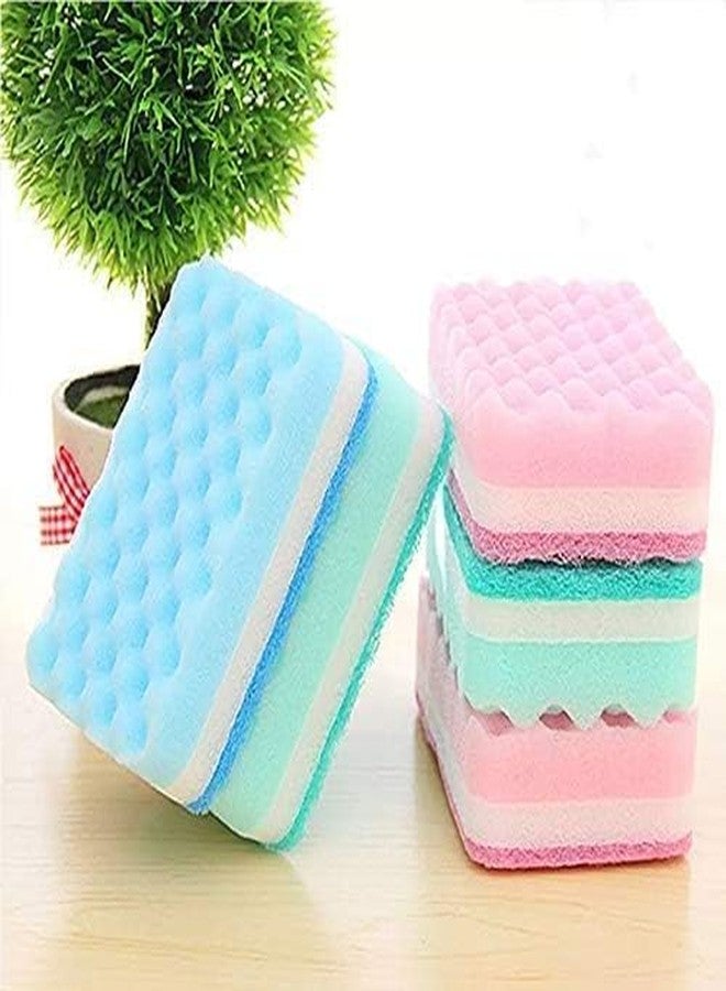 RRJ Multi Use Cleaning Sponges | Non Scratch Sponge | Dish Cleaning Scrubbing | for Kitchen/Bathroom/Car | Household Cleaning Supplies | Utensil Washing Cloth Pad (Pack of 3 PCs,Multicolor) - Image 5