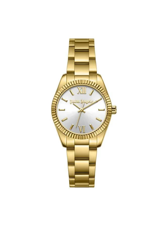Palm Angels Clara White Dial Gold Stainless Steel Bracelet Analog Watch for Women, 28mm