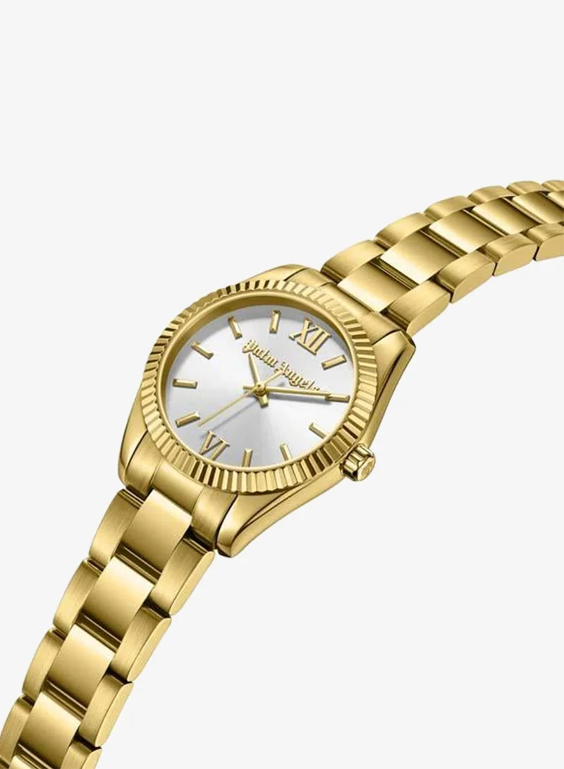 Palm Angels Clara White Dial Gold Stainless Steel Bracelet Analog Watch for Women, 28mm