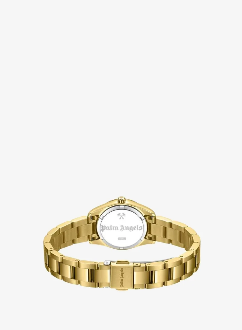Palm Angels gold Clara White Dial Gold Stainless Steel Bracelet Analog Watch for Women, 28mm for Women | Best Price UAE