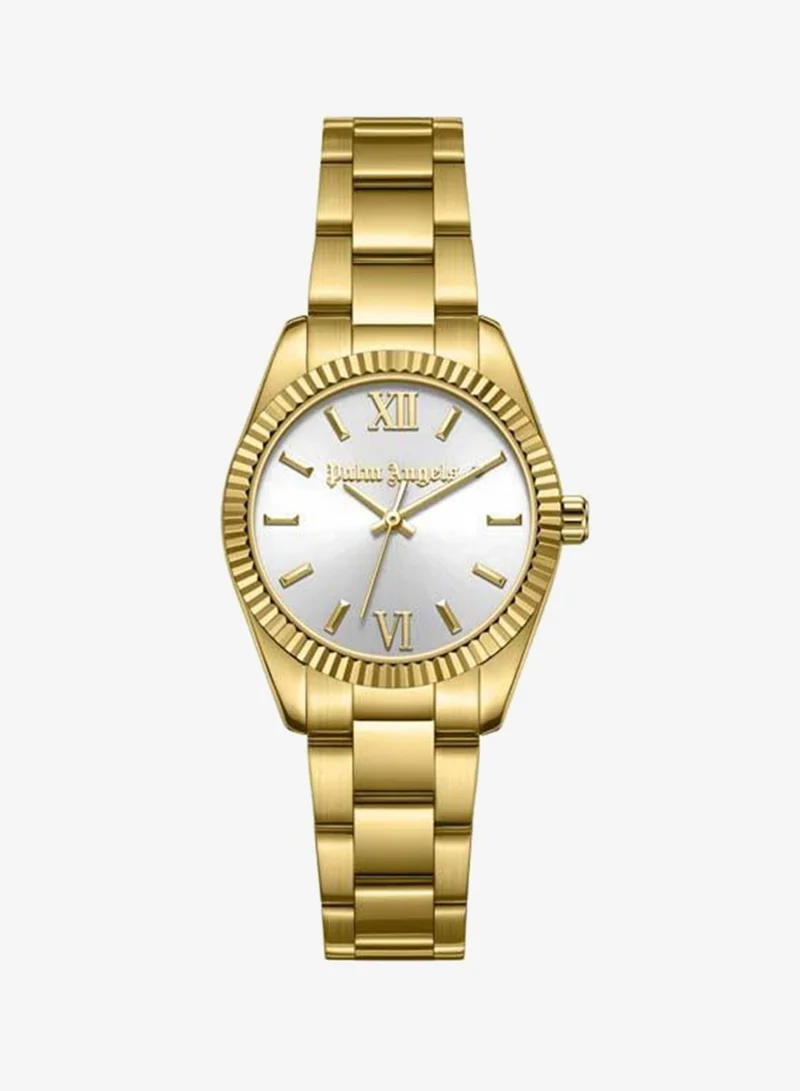 Palm Angels Clara White Dial Gold Stainless Steel Bracelet Analog Watch for Women, 28mm