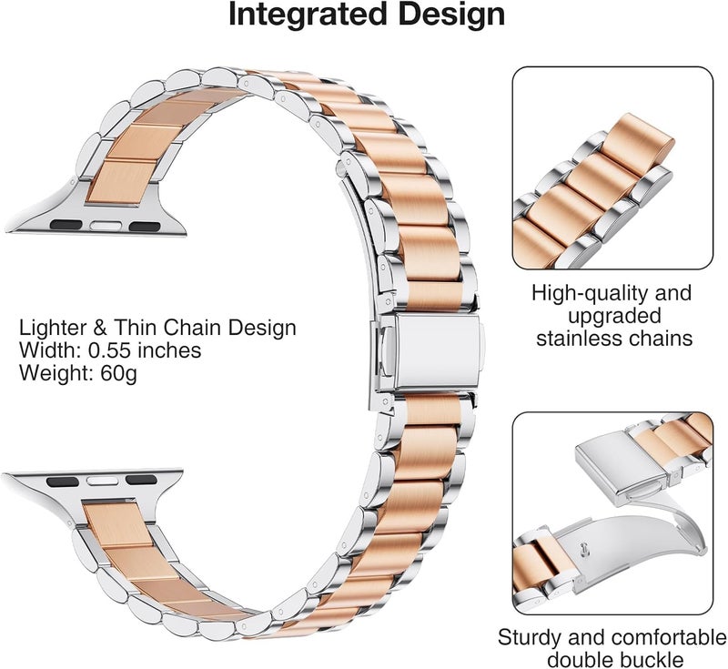 Ofrdncy Slim Metal Band Compatible For Apple Watch Band 49mm 46mm 45mm 44mm 42mm 41mm 40mm 38mm, Premium Stainless Steel Apple Watch Strap for iWatch Ultra 2/1 Series 1-11 SE - Image 2