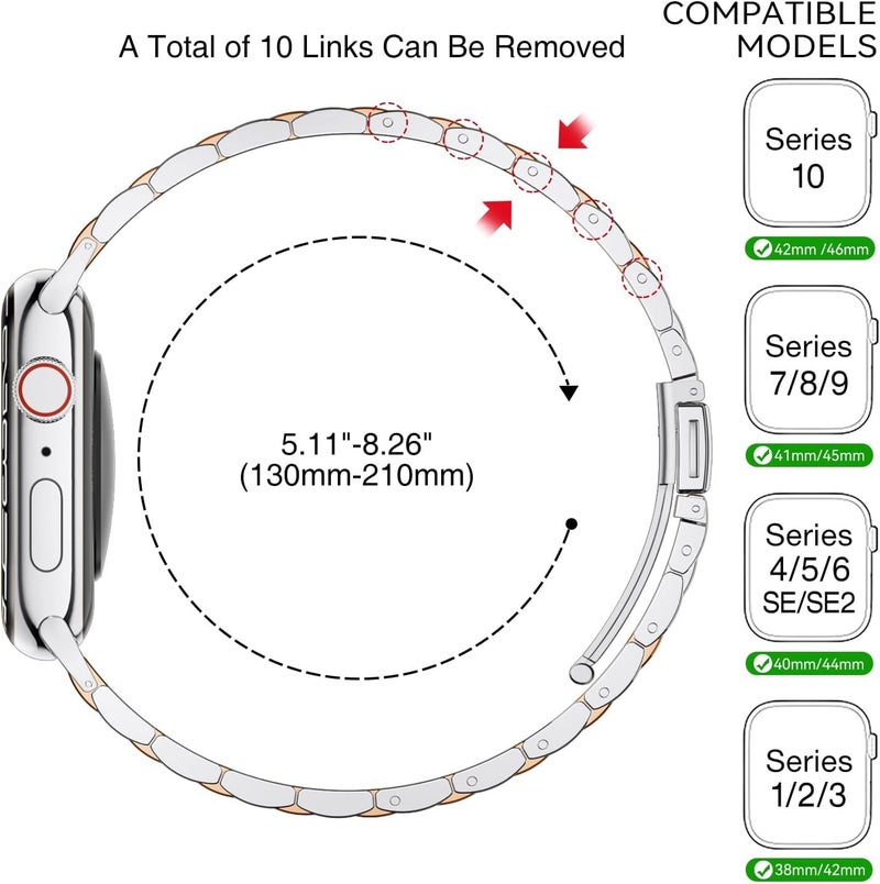 Ofrdncy Slim Metal Band Compatible For Apple Watch Band 49mm 46mm 45mm 44mm 42mm 41mm 40mm 38mm, Premium Stainless Steel Apple Watch Strap for iWatch Ultra 2/1 Series 1-11 SE - Image 3
