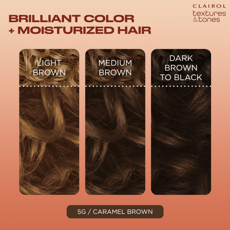 Clairol Textures & Tones Permanent Hair Dye, 5G Caramel Brown Hair Color, Pack of 1 - Image 3