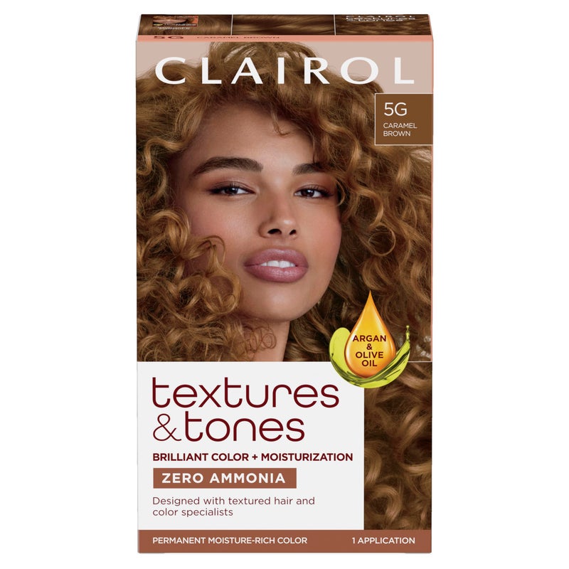 Clairol Textures & Tones Permanent Hair Dye, 5G Caramel Brown Hair Color, Pack of 1 - Image 1