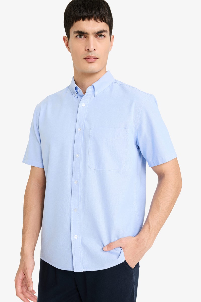 DeFacto Blue Man Basic Long Sleeves Cotton Shirt Casual - Image 1