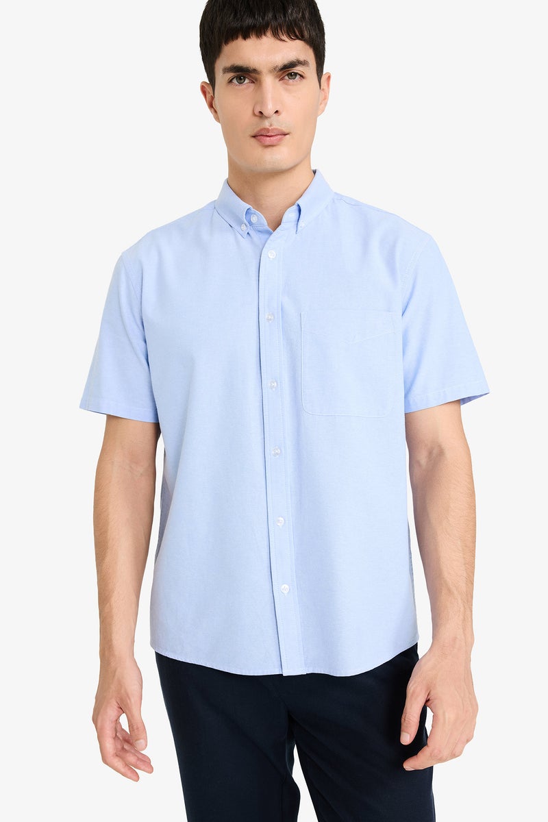 DeFacto Blue Man Basic Long Sleeves Cotton Shirt Casual - Image 3