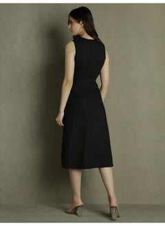 Dennis Lingo Black Slim Fit Dress for Women - 100% Cotton  - Image 3