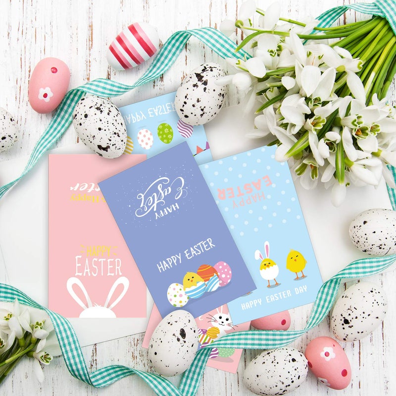 TUPARKA 36 Pack Happy Easter Cards, Easter Greeting Cards Assortment,Spring Note Cards with 36 Envelopes for Kids, 6 Designed - Image 4