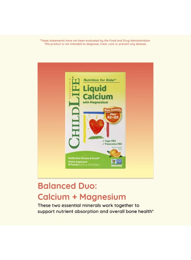 CHILDLIFE ESSENTIALS Liquid Calcium with Magnesium Plus K2 & D3, Natural Orange, 30 Packet, 0.34 fl oz (10 ml) - Image 4