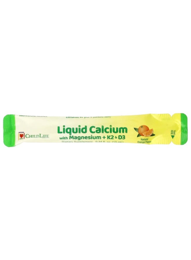 CHILDLIFE ESSENTIALS Liquid Calcium with Magnesium Plus K2 & D3, Natural Orange, 30 Packet, 0.34 fl oz (10 ml) - Image 2