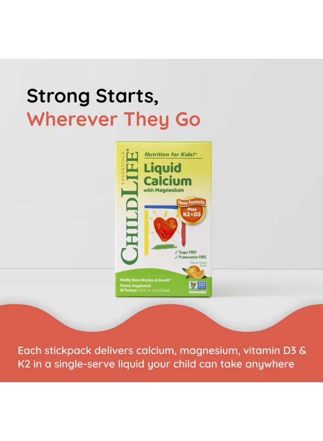 CHILDLIFE ESSENTIALS Liquid Calcium with Magnesium Plus K2 & D3, Natural Orange, 30 Packet, 0.34 fl oz (10 ml) - Image 5
