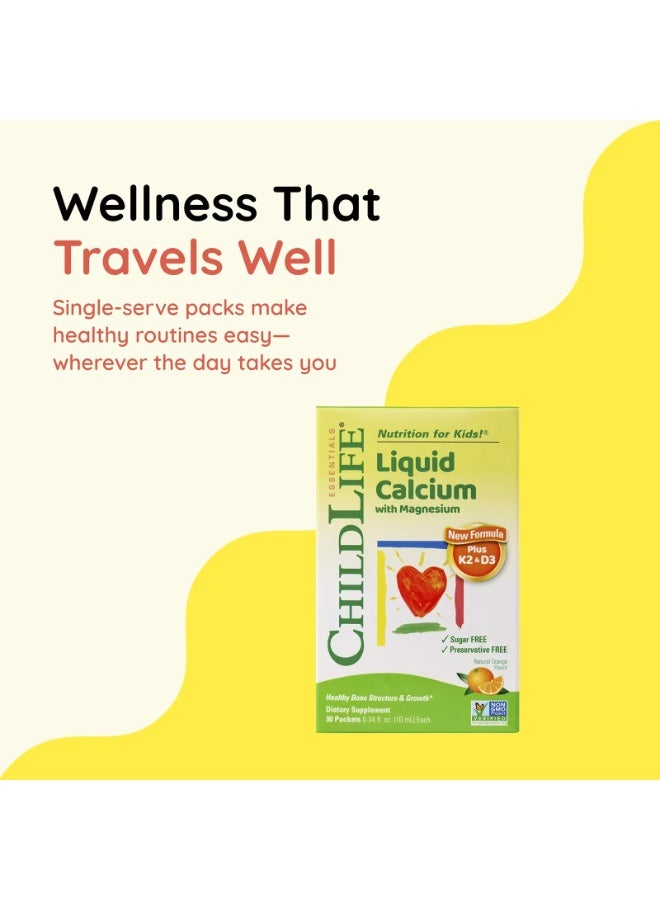 CHILDLIFE ESSENTIALS Liquid Calcium with Magnesium Plus K2 & D3, Natural Orange, 30 Packet, 0.34 fl oz (10 ml) - Image 3