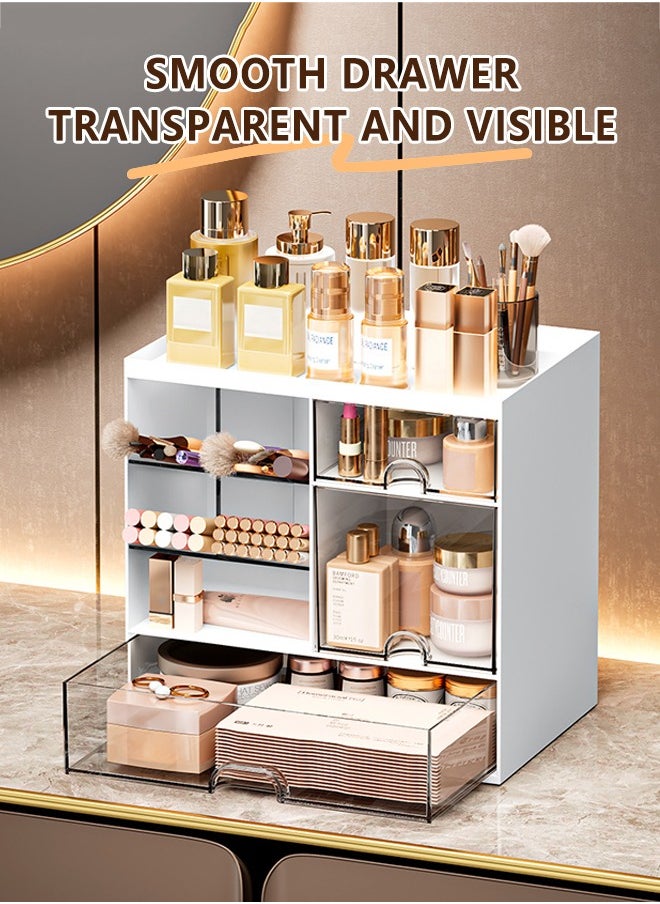 cocohome Cosmetic racks, multi-function storage boxes, desktop drawer dressing tables, transparent multi-layer compartmented skin care product storage cabinets  - Image 5