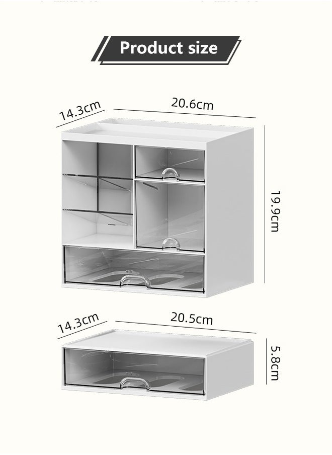 cocohome Cosmetic racks, multi-function storage boxes, desktop drawer dressing tables, transparent multi-layer compartmented skin care product storage cabinets  - Image 4