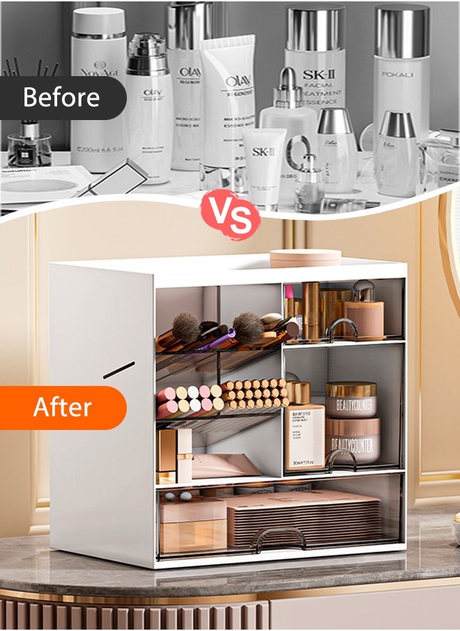 Cosmetic racks, multi-function storage boxes, desktop drawer dressing tables, transparent multi-layer compartmented skin care product storage cabinets