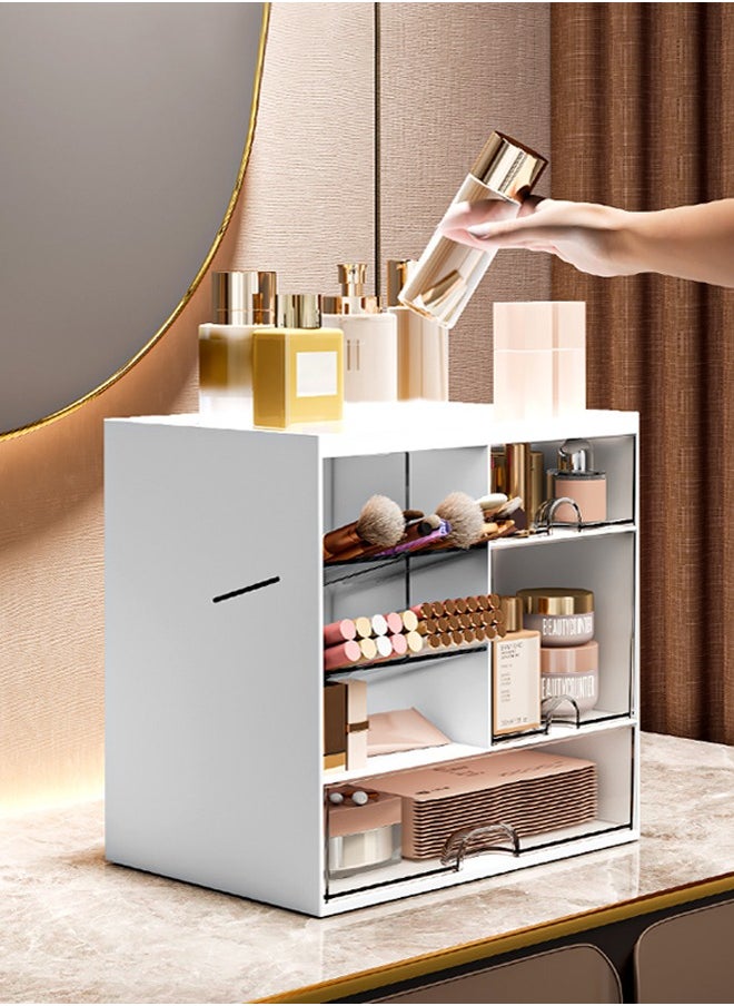 cocohome Cosmetic racks, multi-function storage boxes, desktop drawer dressing tables, transparent multi-layer compartmented skin care product storage cabinets  - Image 2