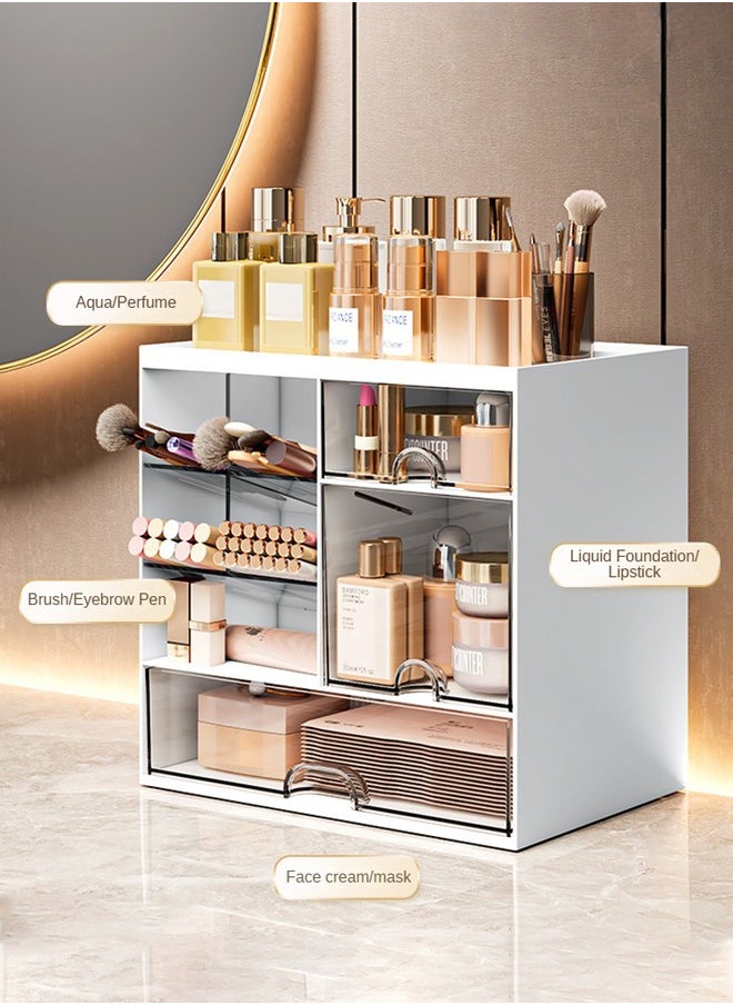 cocohome Cosmetic racks, multi-function storage boxes, desktop drawer dressing tables, transparent multi-layer compartmented skin care product storage cabinets  - Image 3