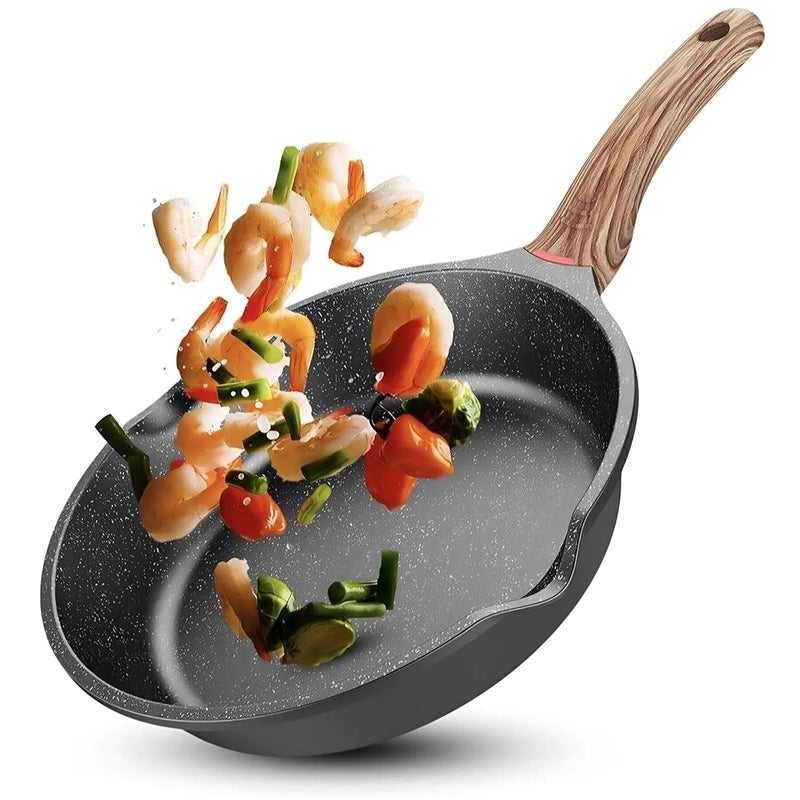 Dravizon Nonstick Frying Pan Anti Scratch8 Inch Skillet Cast Aluminum Cookware Induction Compatible Black - Image 1