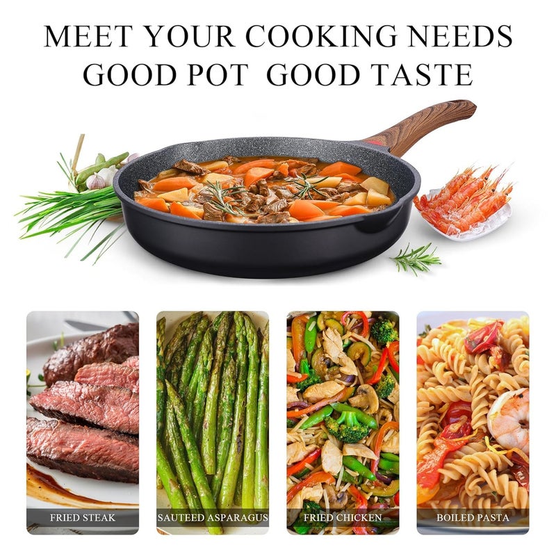Dravizon Nonstick Frying Pan Anti Scratch8 Inch Skillet Cast Aluminum Cookware Induction Compatible Black - Image 5