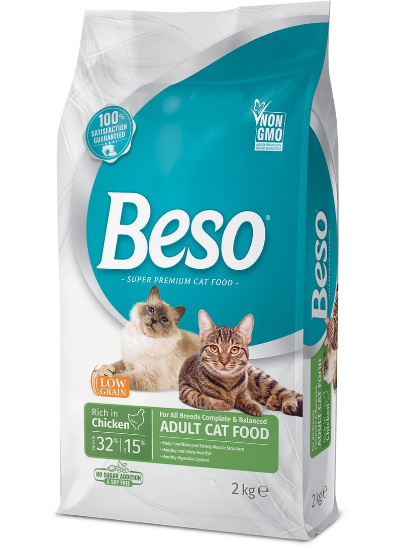 Beso Complete & Balanced Chicken Adult Dry Cat Food – 2 kg - Image 1