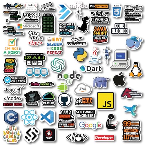 D2C Software Engineer Stickers Pack | 63 Programming Language Stickers for Laptop | Java Python C++ Developer Decals | Tech Professional Gift India - Image 1