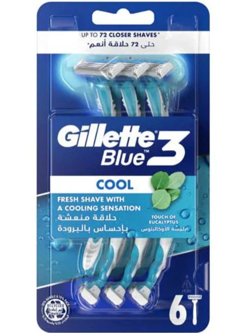 جيليت ماكينة حلاقة بلو 3 كوول للرجال 6 قطع - Image 1