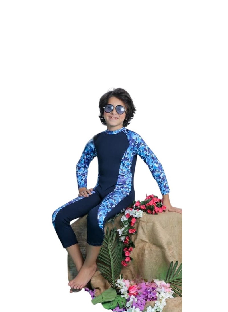 Generic Kids' Sun Protection Swimsuit - One Piece, Long Sleeves and Long Pants - Image 1