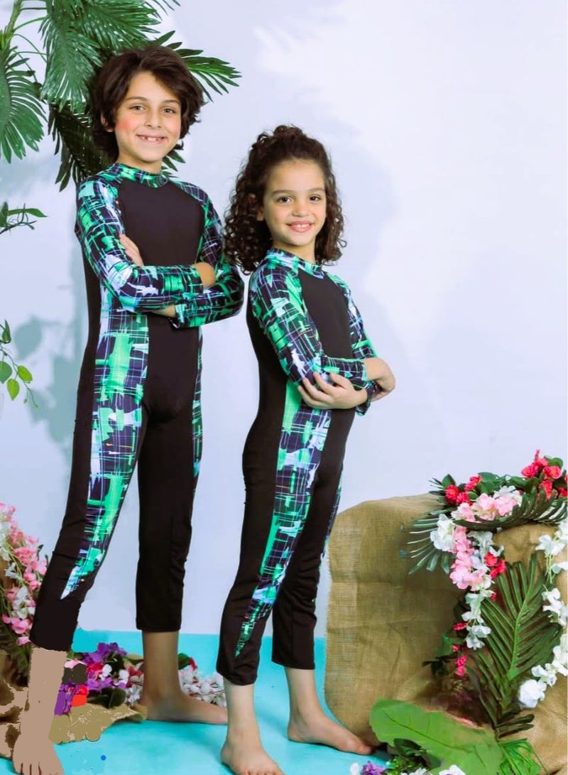 Generic Kids' Sun Protection Swimsuit - One Piece, Long Sleeves and Long Pants - Image 4