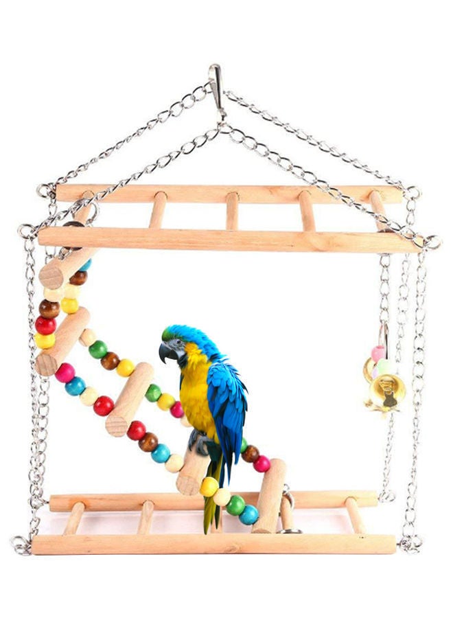 NIBEMINENT Wooden Hanging Stairs for Parrots Multicolour - Image 1