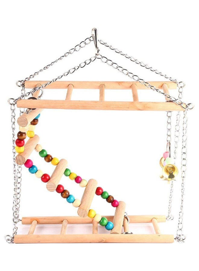 NIBEMINENT Wooden Hanging Stairs for Parrots Multicolour - Image 5