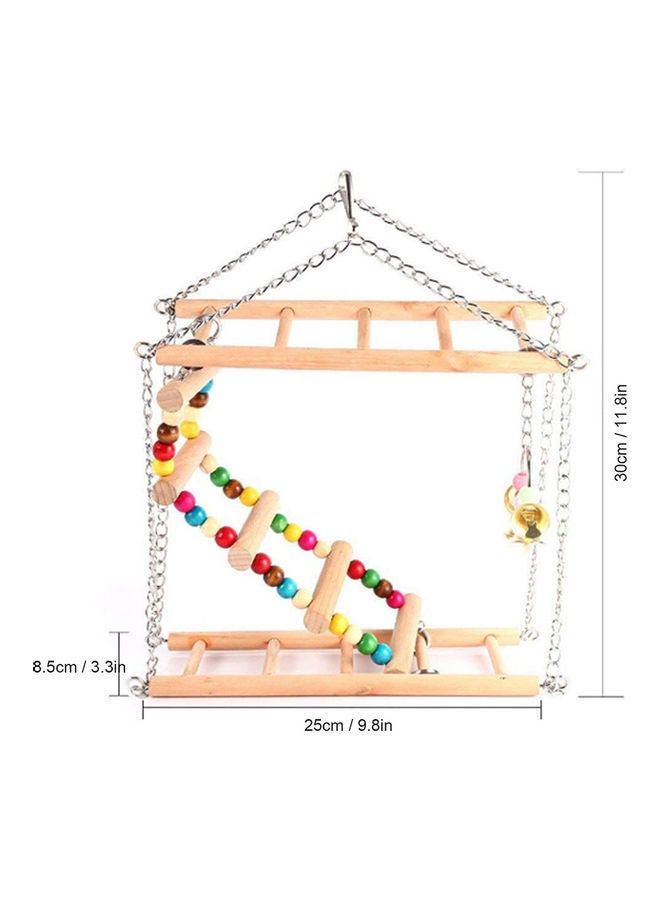 NIBEMINENT Wooden Hanging Stairs for Parrots Multicolour - Image 3