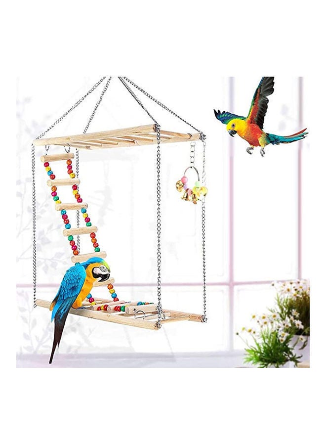 NIBEMINENT Wooden Hanging Stairs for Parrots Multicolour - Image 4